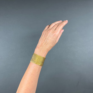 Brazalete Telar Dorado Grueso Difuminado Gris Traslucido